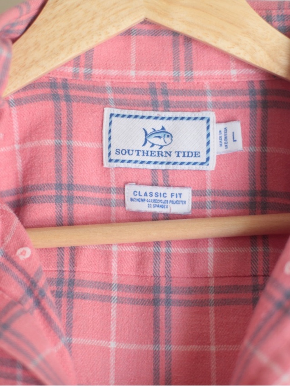 Southern Tide Classic Fit Pink Plaid Button Front Shirt Men's Large L Stretch - Picture 7 of 7